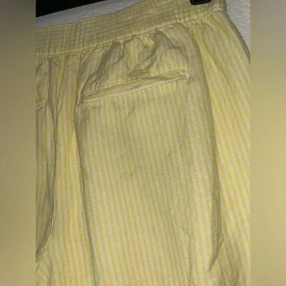 Loft Fluid Linen Blend Striped Wide Leg Crop Pants Yellow White Small Lined - Picture 5 of 8